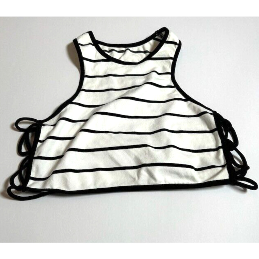 Free People Intimately Tank Top Lattice Side Racerback‎ Crop Striped White XS/S